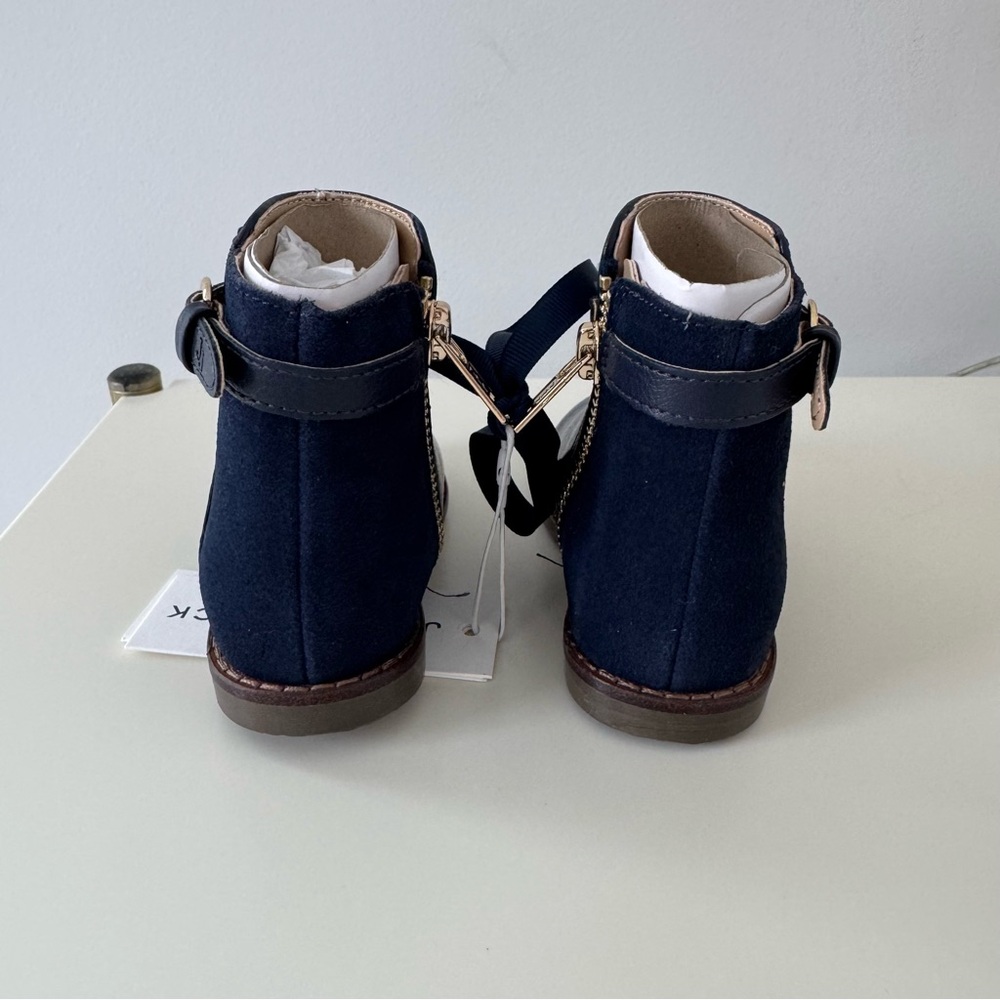 NWT Janie and Jack Leather Side Zip Navy Toddler Boots, Size 4 - Picture 3 of 6
